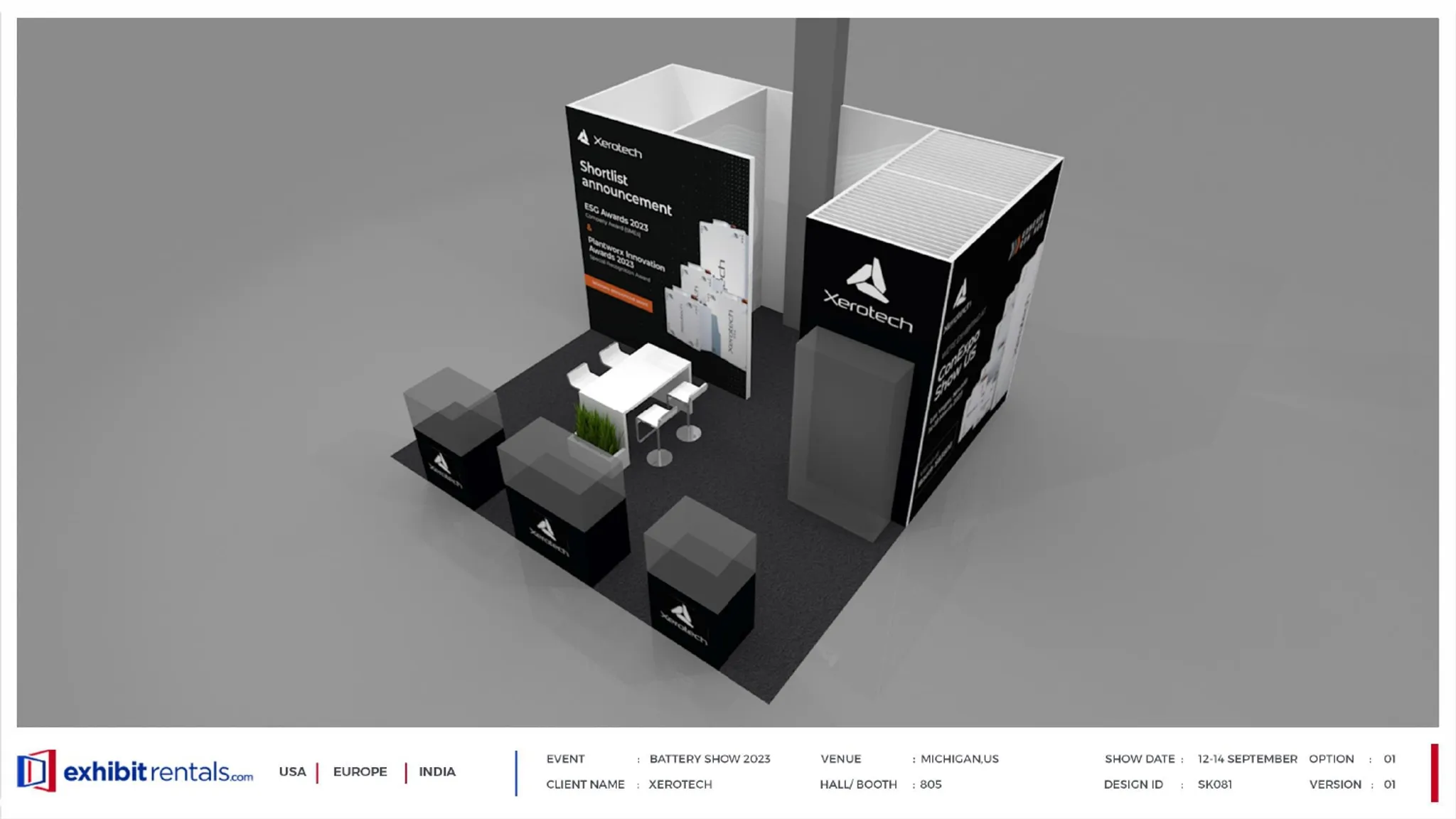 20x20 Peninsula booth design by Exhibit-Rentals